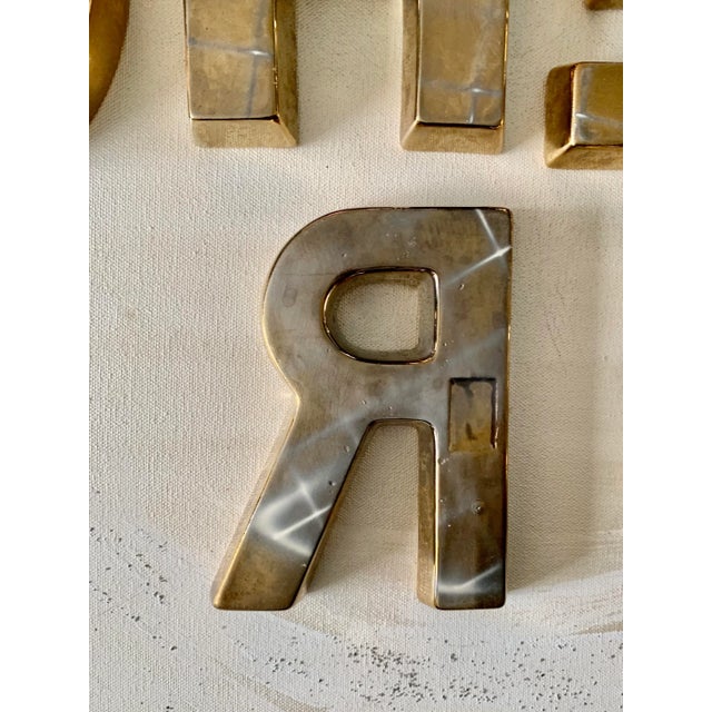 Vintage Cheers Gilt Ceramic Letter Shaped Condiment Serving Dishes - Set of 6 For Sale - Image 4 of 5