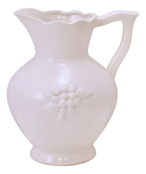 Grape Leaf Ivory Ceramic Pitcher Vase