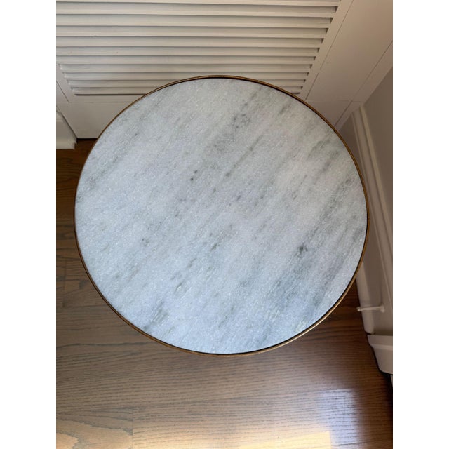 Brass and White Stone Side Table For Sale - Image 4 of 4