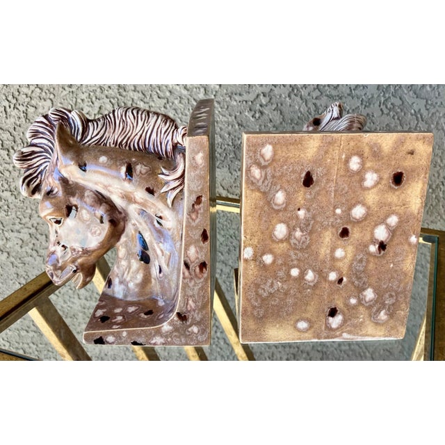 Late 20th-Century Horse Head Earthenware Artisan Crafted Bookends – A Pair For Sale - Image 4 of 12