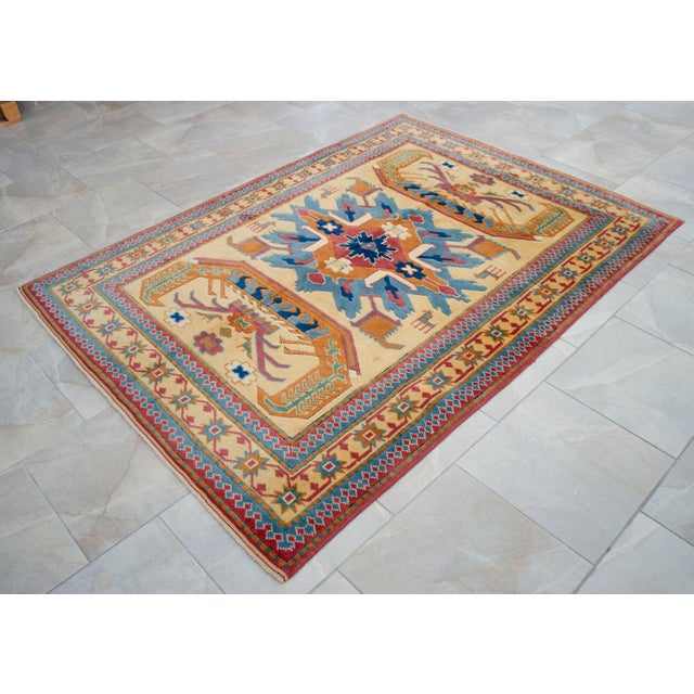 1990s Authentic Turkish Rug, Hand-Knotted Carpet, Hand-Spun Wool Rug, Sustainable Vintage Rug 5x7 Ft Approx For Sale - Image 5 of 14