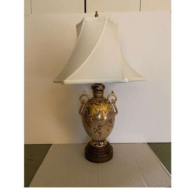 Royal Crown Derby Porcelain Elegant Cobalt and Gold Encrusted 19th Century Royal Crown Derby Lamp For Sale - Image 4 of 12