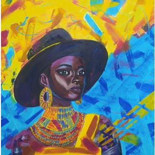 Iryna Kirichenko Female Portrait Original Acrylic Painting on Canvas For Sale