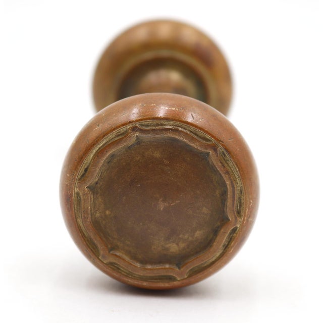 Vintage Traditional style passage six fold scallop door knobs made of brass with a patina finish. Good condition with...