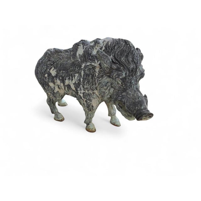 Italian Artist, Large Patinated Wild Boar Sculpture, Mid-20th Century, Bronze For Sale - Image 6 of 7