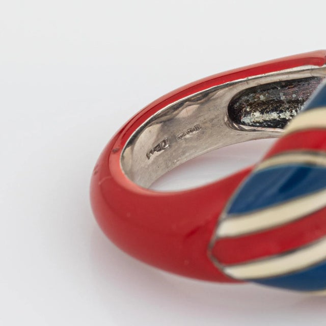 Metal Solange Azagury Partridge Union Jack Hot Lips Ring 5.5 Sterling Silver size 5.5 For Sale - Image 7 of 7