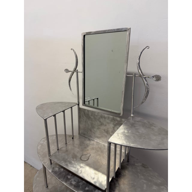 1990s Handcrafted Artisan Entry / Foyer Table or Tall Vanity With Mirror, 1990s For Sale - Image 5 of 18