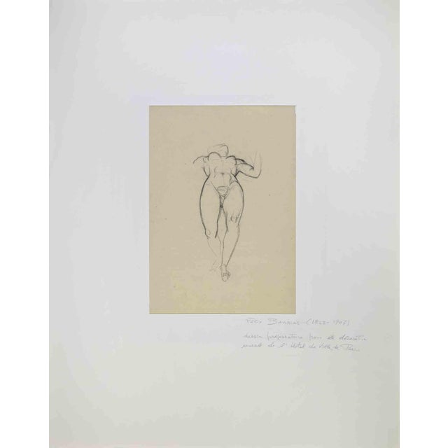 Félix Barrias, Figure, Pencil Drawing, Late 19th Century For Sale