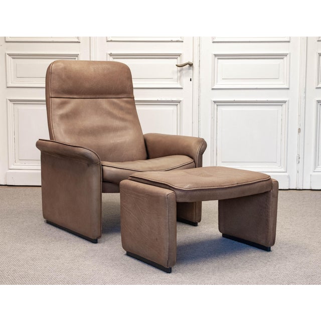 Animal Skin Lounge Chair with Ottoman from de Sede, Switzerland, 1960s, Set of 2 For Sale - Image 7 of 12