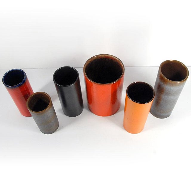 Black Vintage Tube Vases, 1970s, Set of 6 For Sale - Image 8 of 11