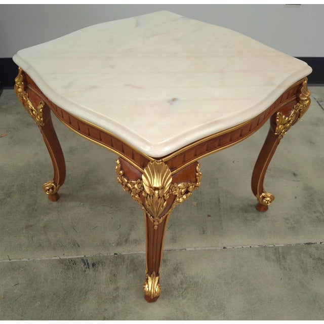 Late 20th Century Meroni Francesco Louis XV Partial Gilt Mahogany and Marble Top Side Table For Sale - Image 10 of 12