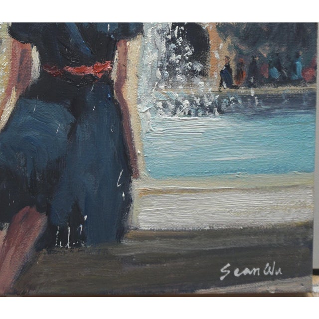 Original Oil Painting by Sean Wu, by the Fountain. For Sale - Image 4 of 5
