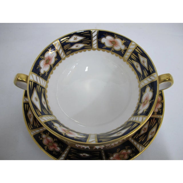 Early 20th Century Royal Crown Derby 2451 Traditional Imari Bone China Soup Cup Bowl & Saucer Set - 4pcs For Sale - Image 11 of 13