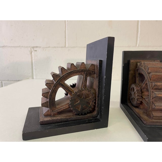 Vintage Grist Mill Metal Bookends, Pair Chairish