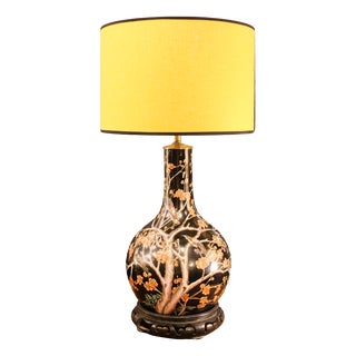Japanese Porcelain Cherry Blossom Lamp, 1950s For Sale