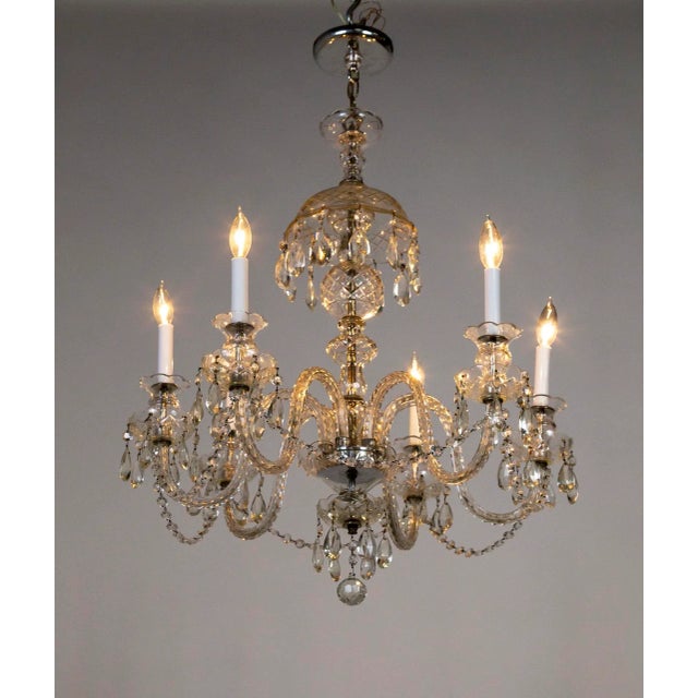 Mid 20th Century Mid 20th Century Georgian Style Cut Crystal Chandelier For Sale - Image 5 of 13