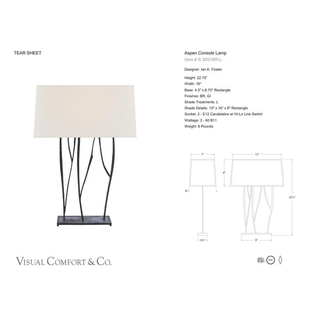 Ian K. Fowler by Visual Comfort Signature Aspen Console Lamp in Black Rust with Linen Shade Designer: Ian K. Fowler...