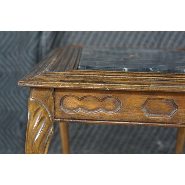 Antique Belle Epoque French Louis XV Style Walnut Marble Side Table Plant Stand For Sale - Image 11 of 18