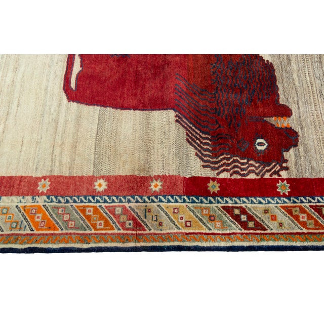 Textile Hand-Knotted Gabbeh Nomadic Rug For Sale - Image 7 of 11