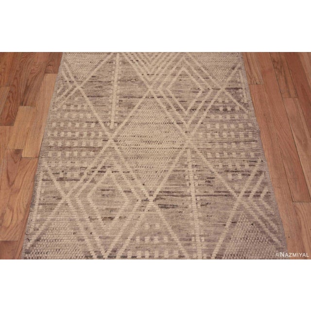 Decorative Earthy Tribal Geometric Modern Moroccan Berber Design Hallway Runner Rug, Country of origin: Central Asia,...