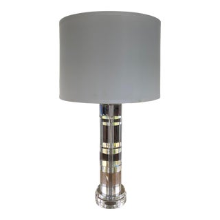 Ralph Lauren Farrah Heavy Cut Glass Column Lamp With Diffused Shade, Pair of Two Available For Sale