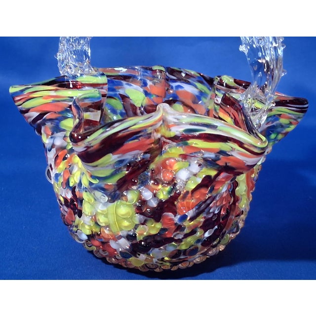 C 1890 Franz Welz Bohemian Art Glass Hand Blown Basket W/ Spun Thorn Handle For Sale In Minneapolis - Image 6 of 9
