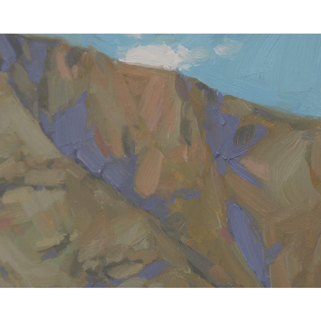 Fall Apart by Judd Mercer | Oil On Panel Landscape with autumn trees and mountain backdrop For Sale - Image 4 of 5