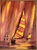 Orange 1970s Vintage Mid Century Modern Fiery Orange Abstract Sunset Sailboats Nautical Oil Painting Framed For Sale - Image 8 of 15