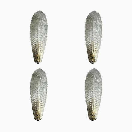 Italian Brass Wall Sconces in Diamanted Murano Glass by Simoeng, Set of 4 For Sale - Image 8 of 8