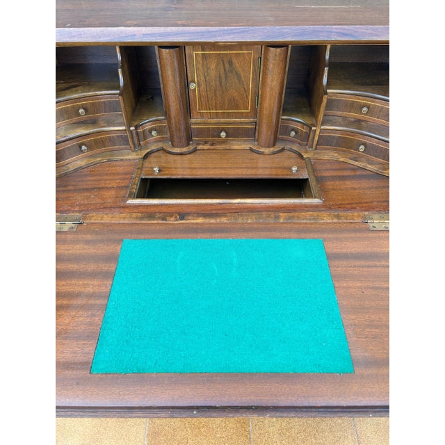 Wood Baroque Style Bombe Secretary Desk, Mid-20th Century For Sale - Image 7 of 16