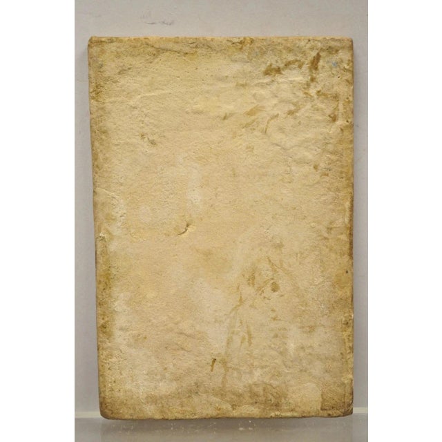 Ceramic Antique Persian Iznik Qajar Style Green Ceramic Pottery Tile Loving Couple C5 For Sale - Image 7 of 9