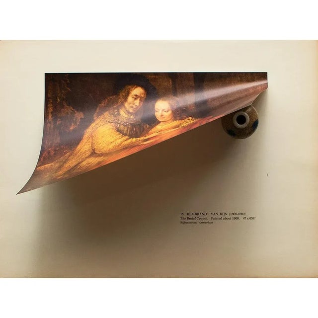 1954 After Rembrandt Van Rijn "The Bridal Couple", Vintage Full-Color Print For Sale - Image 4 of 8