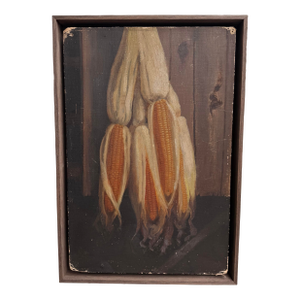 Folk Art Oil Painting of Corn American C 1940