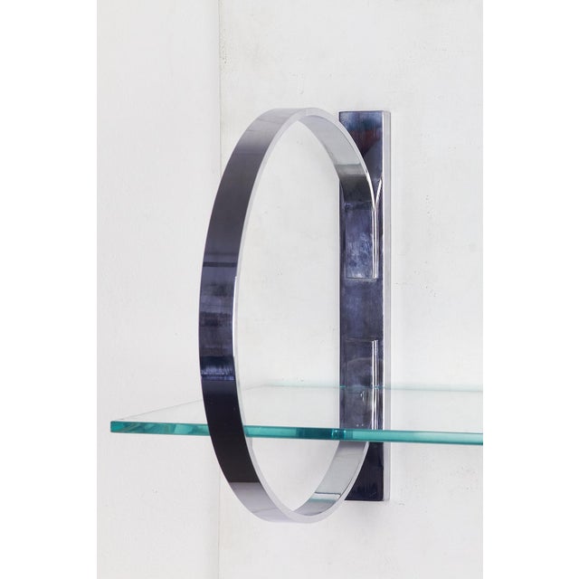 Silver Chromed Brass and Glass Wall Shelf by Torreggiani for Dada Design, 1970s For Sale - Image 8 of 11