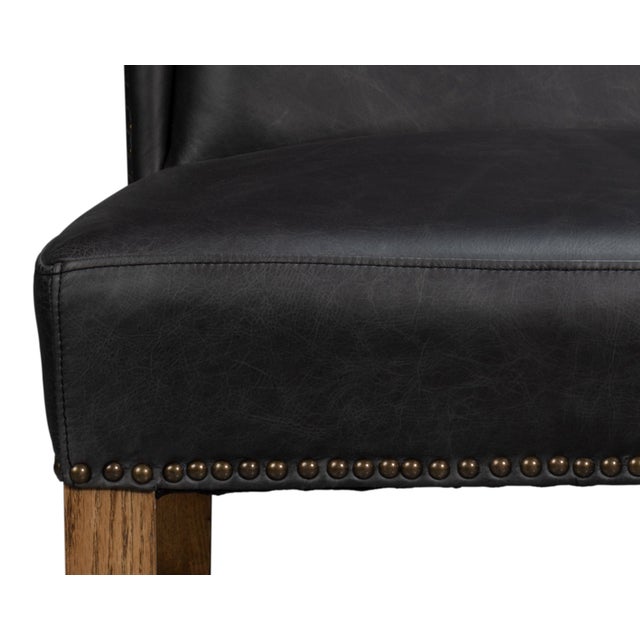 Black Leather Wingback Dining Chairs in Black, Sets of 2 For Sale - Image 8 of 11