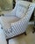 Mid Century Queen Anne Style Modified Wing Back Chair in Ikat Upholstery For Sale - Image 4 of 9