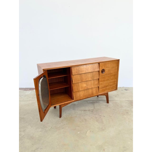 Mid-Century Brutalist Teak Sideboard with Drawers and Recessed Round Handles, 1960s For Sale - Image 16 of 18
