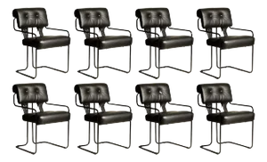 Black Leather Tucroma Chairs by Guido Faleschini for Mariani, Brand New - Set of 8