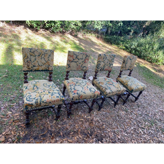 Late 20th Century Late 20th Century English Needlepoint Chairs - Set of 4 For Sale - Image 5 of 5