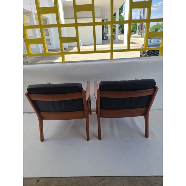 Wood Ole Wanscher France & Son Teak Leather Armchairs - A Pair For Sale - Image 7 of 14