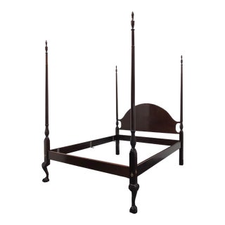 Mahogany Queen Size Chippendale 4 Poster Bed W Open Talon Ball in Claw Feet For Sale