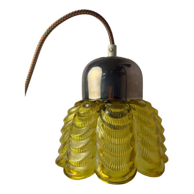 Pendant Lamp Type 1545-02 in Flower Shape and Yellow by Veb Narva For Sale
