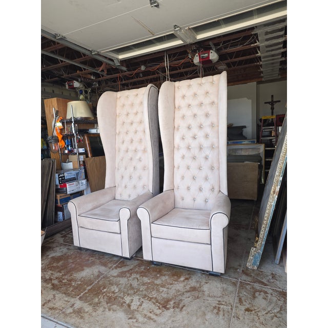Unusually Tall Wingback Throne Chairs For Sale In San Antonio - Image 6 of 14