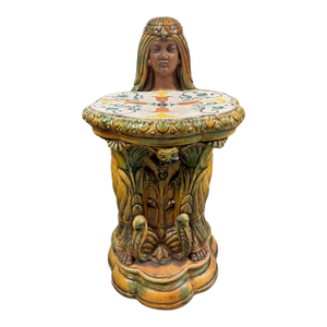 1990s Italian Majolica Porcelain Garden Seat