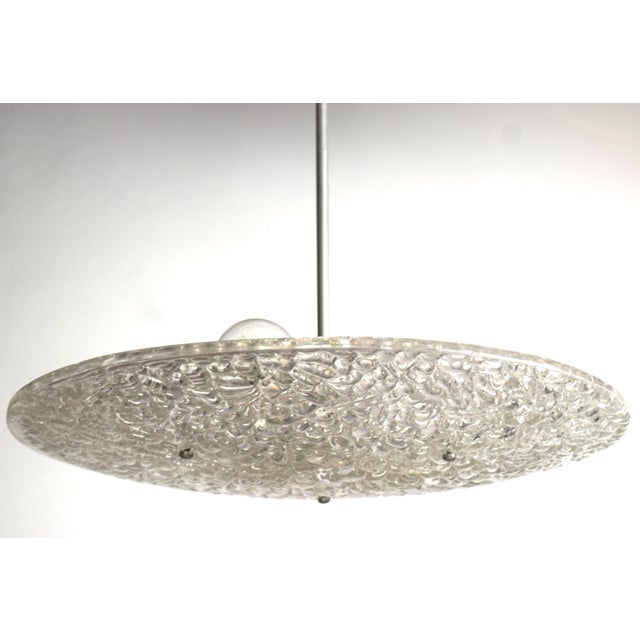 Glass Pendant Lamp in Textured Glass by J.T. Kalmar, 1950s For Sale - Image 7 of 9