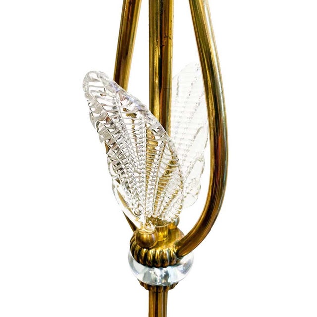 1950s Italian Brass and Crystal Floor Lamp, 1950s For Sale - Image 5 of 7