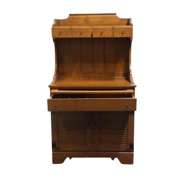 Wood Ethan Allen Heirloom Nutmeg Maple 34" Shutter Door Server W. Open Hutch For Sale - Image 7 of 14