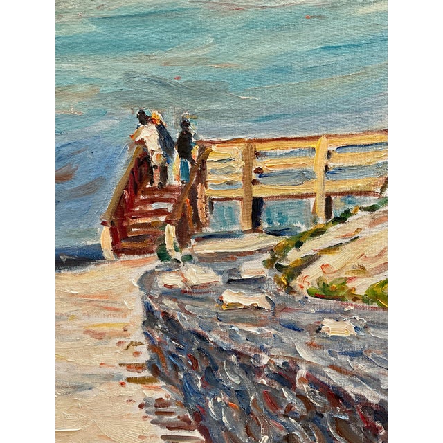 Late 20th Century Late 20th Century Edmund Jordan August Lookout Oil Painting Coastal Landscape - Gold Frame For Sale - Image 5 of 5