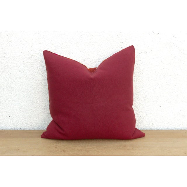 19th Century Vivid Petals, Antique Phulkari Pillow Cover For Sale - Image 5 of 6