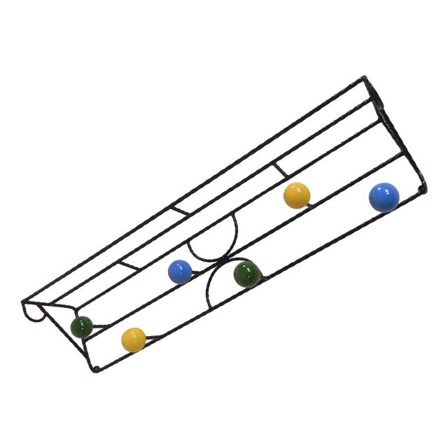 Wall Coat Rack in Steel Frame with Colored Balls in the style of Roger Feraud, 1950s For Sale